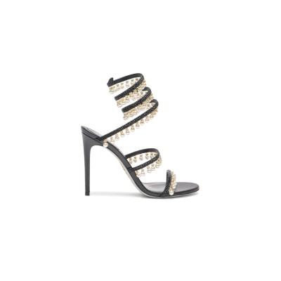 RENÉ CAOVILLA CHANDELIER BLACK SANDAL WITH PEARLS 105 C12380 RENÉ CAOVILLA CHANDELIER BLACK SANDAL WITH PEARLS 105 C12380